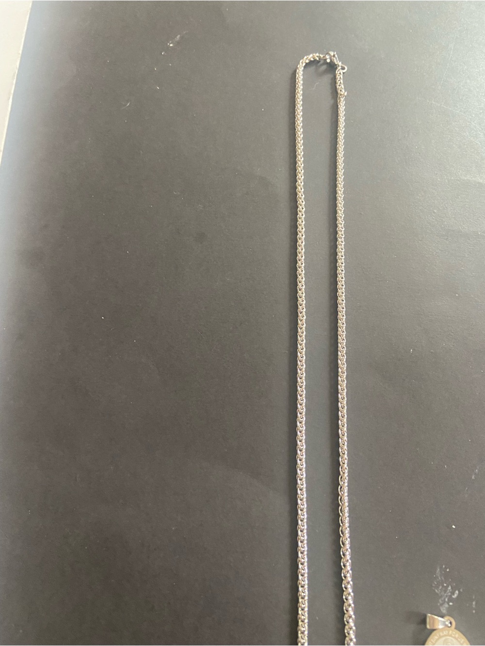 Silver Rope Chain Necklace with Religious Charm- Women's Accessory